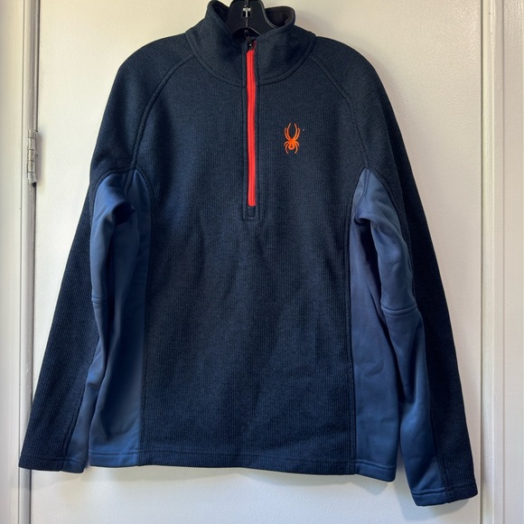 Spyder Men's Outbound 1/4 Zip Sweater Jacket Blue Orange Size L - Picture 2 of 14